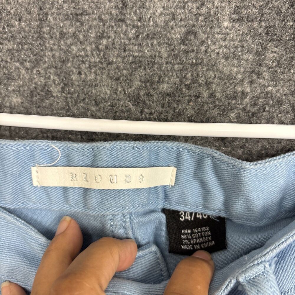 KLOUD9 Stacked Allover Shredded Jeans Mens Size 34 X 46 Light Blue Distressed - Picture 3 of 11